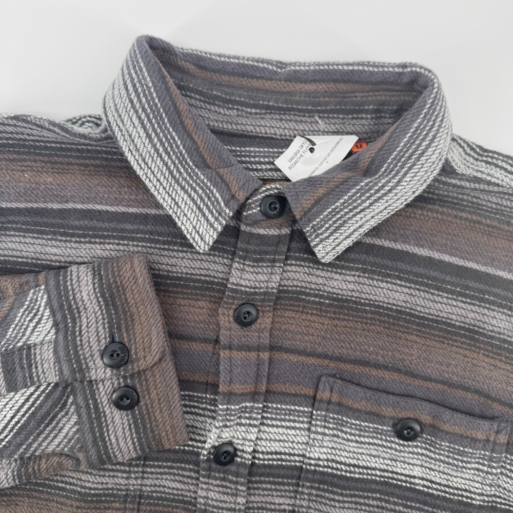 Howler Bros Mens Medium Rodanthe Flannel Skyline Stripe Sangria Shirt